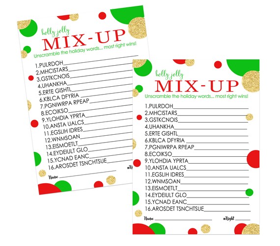 Christmas Word Scramble Game Cards 25 Pack Unscramble Activity Red