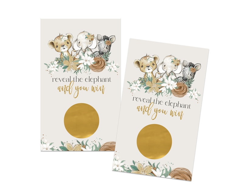 Customizable Flora Safari Scratch Off Game Cards for Baby Showers and Parties image 8