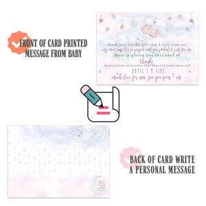 Unicorn Baby Shower Thank You Cards with Envelopes, Girls Prewritten Note Personalized Message, 4x6, 25 Pack image 5