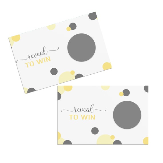 Yellow & Grey Scratch Off Game Pack (30 Cards) Great for Baby Shower Prize Drawing, Wedding Raffles Ticket, Reveal to Win Event Favors Il_570xn