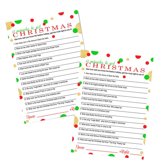 Christmas Party Game Pack - 25 Holiday Trivia Cards Guessing Activity - Adults, Kids, Groups, Family, Friends, Coworkers (Version 1) Il_570xn
