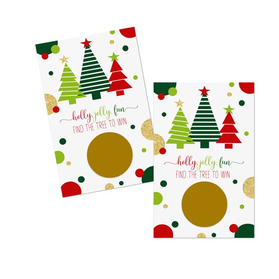 Jolly Trees Scratch Off Game Cards (30 Pack) Christmas Activity for Festive Events Red Green Gold – Holiday Raffle Ticket Business Drawings Il_570xn