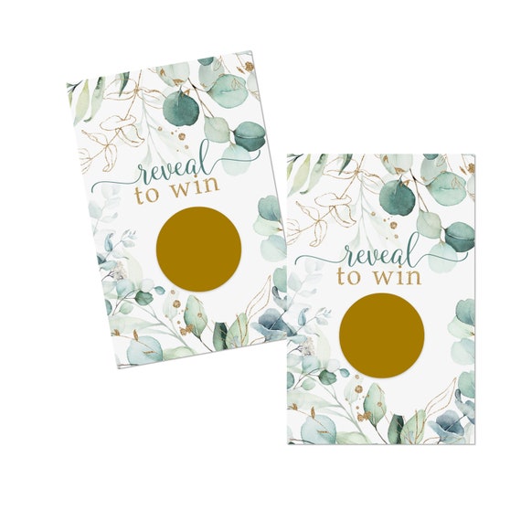 Gold and Greenery Scratch Off Game Cards (30 Pack) Great for Baby Shower Raffle Ticket, Bridal Shower Drawing, Wedding Favors Elegant Floral Il_570xn
