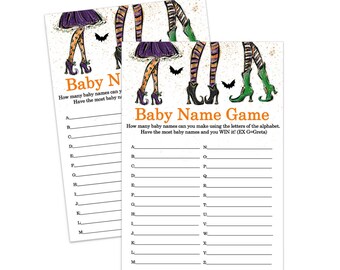 Witchy Fun Baby Shower Name Game Halloween Gender Reveal Sprinkle Witch and Cauldron - Printable Digital Download Print Your Own