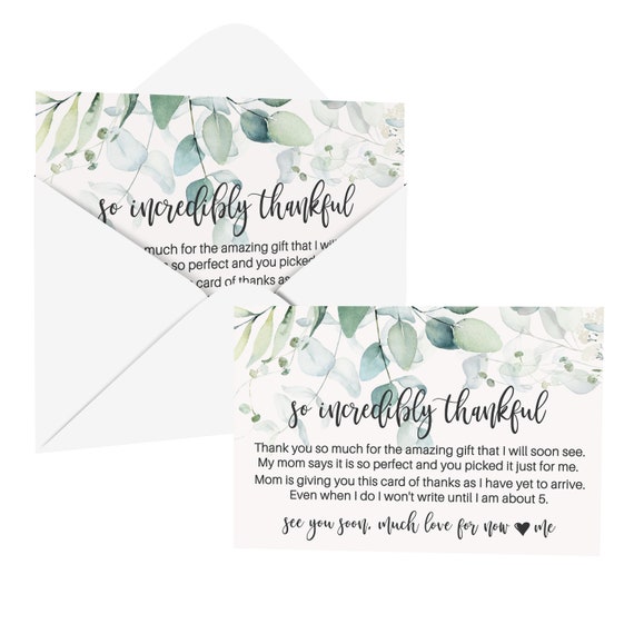 Greenery Baby Shower Thank You Cards with Envelopes (25 Pack) Girls Modern Foliage Tropical Theme –Babies Stationery Set Paper Clever Party Il_570xn