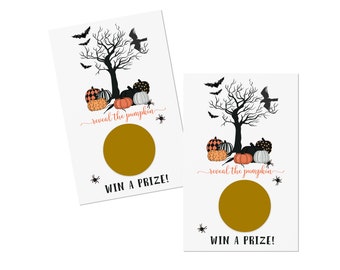 Bewitched Halloween Scratch Off Game Cards (28 Pack) Pumpkin Baby Shower Party Games - Fall Raffle Tickets Drawing Prizes