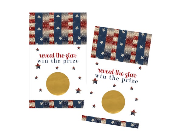 Stars Stripes Scratch Off Cards (30 Pack) July Fourth Party Games - Baseball Baby Shower - Birthday Activity - Raffle Ticket - Prize Drawing Il_570xn