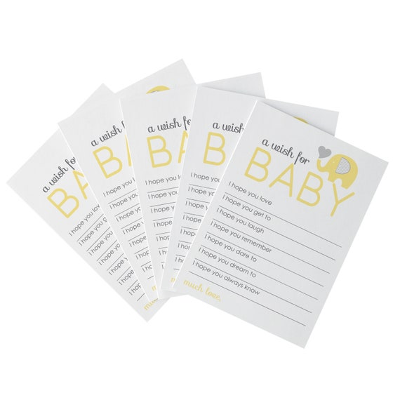 Yellow Elephant Wishes for Baby Shower Game Advice Cards - Wishing Well -Birthday Time Capsule - Party Supplies - Kids, Babies Il_570xn