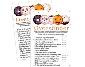 A Little Pumpkin Baby Shower Over or Under Game Halloween Gender Reveal or Sprinkle Boy or Girl - Printable Digital Download Print Your Own