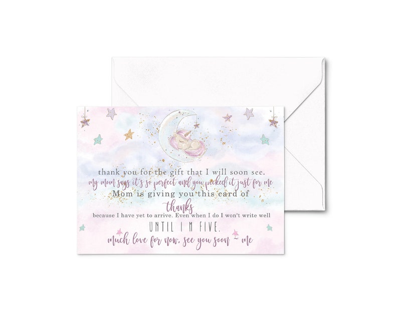 Unicorn Baby Shower Thank You Cards with Envelopes, Girls Prewritten Note Personalized Message, 4x6, 25 Pack image 1