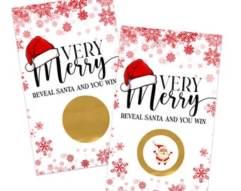 Very Merry Christmas Scratch Off Holiday Party Games for Santa Baby Shower, 30 Card Pack