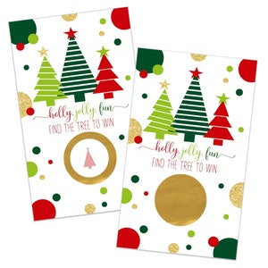 Jolly Trees Scratch Off Christmas Party Games, Red and Green Favors, 30 Card Pack