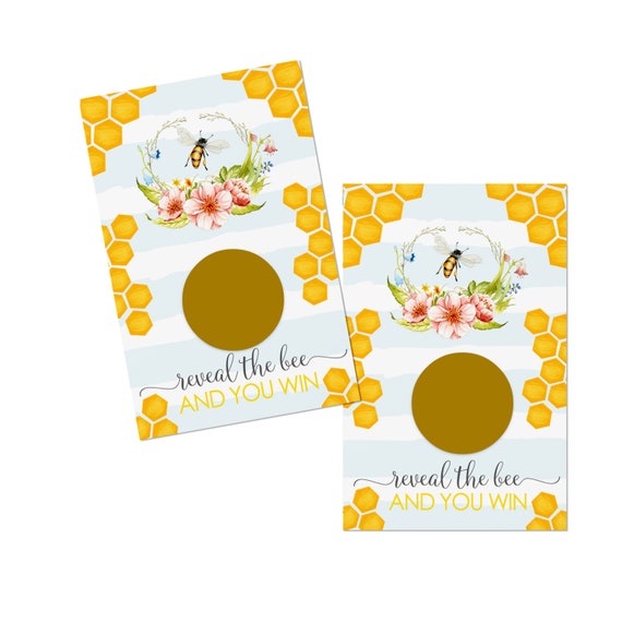 Bumblebee Scratch Off Cards (30 Pack) Games Baby Shower Mommy to Bee - Party Supplies - Drawing Raffle Ticket - Door Prizes - Event Giveaway Il_570xn