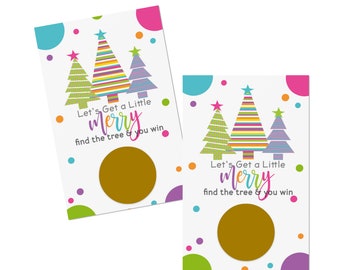 Colorful Trees Christmas Scratch Off Party Games (30 Pack) Holiday Party Favors for Groups Raffles and Prize Drawings - Festive Gatherings
