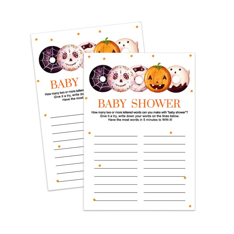 Printable Baby Shower Game Little Pumpkin Word Challenge Etsy