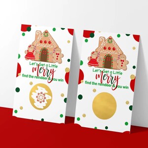 Gingerbread Scratch Off Cards, Christmas Party Games for Adults, Family, Groups, Holiday Scratcher Tickets, Red & Green Favors, 30 Pack