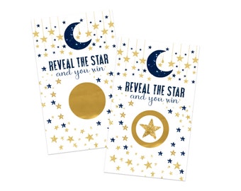 Twinkle Little Star Scratch Off Game Boys Baby Shower Raffle Ticket Prize Draws Reveal to Win Scratchers Celestial Favors, 30 Pack