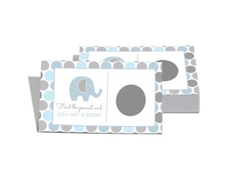 Blue Elephant Scratch Off Games Boys Baby Shower Raffle Tickets, 28 Pack of Cards