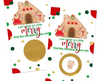 Gingerbread Scratch Off Christmas Party Games, 30 Pack of Cards