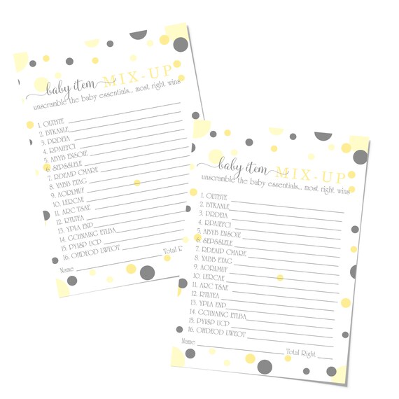 Yellow Baby Shower Word Scramble Games (25 Pack) Unscramble Activity Invited Play – Gender Reveal Party Supplies - Mama to Bee - Neutral Il_570xn