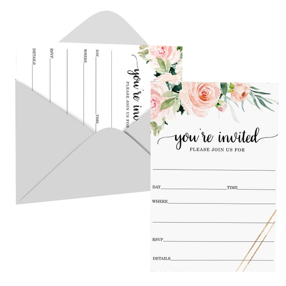 Graceful Party Invitations and Envelope Set (25 Guests) Wedding – Baby Shower - Graduation - Luncheon - Birthday – Housewarming - Any Event Il_570xn