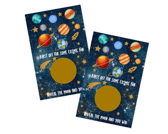 Galactic Scratch Off Cards – Cosmic Space Baby Shower Games – Celestial Raffle Tickets Prize Drawings – Star and Moon Favors – 30 Pack Il_570xn