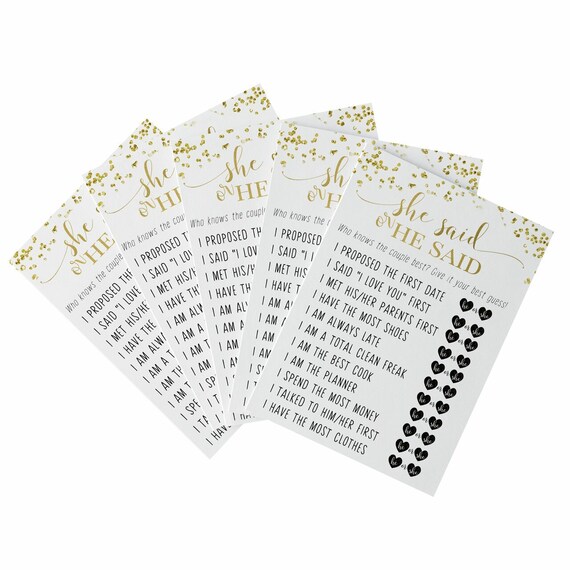 Abstract Bridal Shower He Said or She Said Game Card Pack of 25 Bride and Groom Best Engagement, Rehearsal, Reception Modern Event Theme Il_570xn