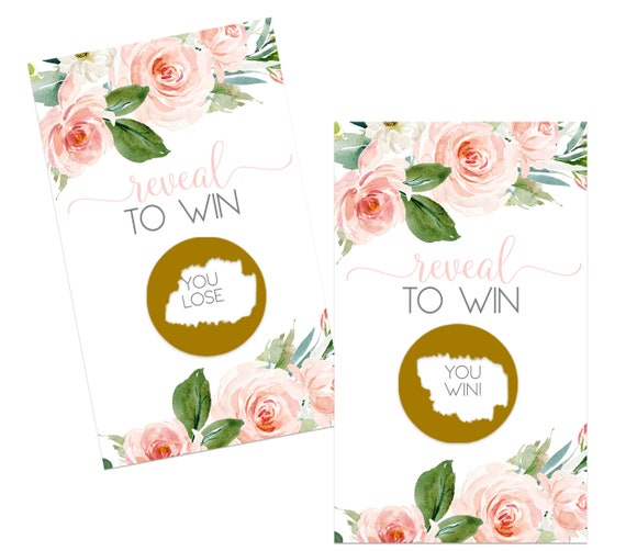 Graceful Floral Scratch Off Game Pack (30 Cards) Bridal Shower Activity, Baby Shower Raffle Tickets Wedding Favors Rustic Event Theme Supply Il_570xn