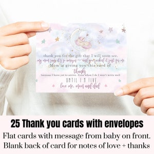 Unicorn Baby Shower Thank You Cards with Envelopes, Girls Prewritten Note Personalized Message, 4x6, 25 Pack image 3