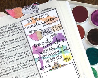 Bible Journaling Bible Verse Art Bible Verse Print great for faith journals Art Journal We are God's Masterpiece Ephesians 2:10