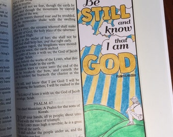 Bible Journaling Bible Verse Art Bible Verse Print great for faith journals Art Journal 'Be still snd know that I am God' Psalms 46:10