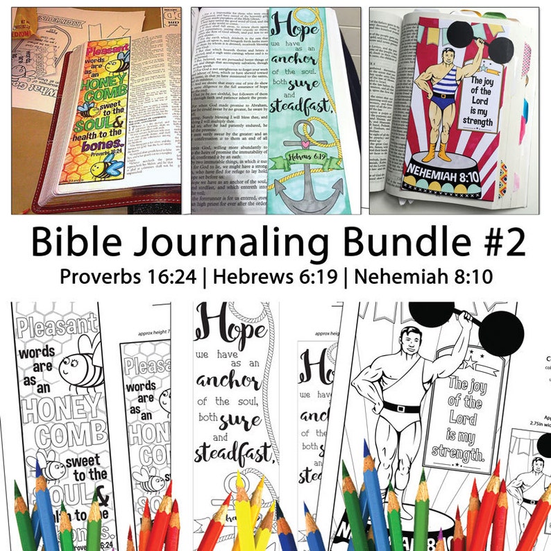 Bible Journaling Bible Verse Art Bible Verse Print great for faith journals Art Journals Bundle 2 Proverbs 16-24 Hebrews 6-19 Nehemiah 8-10 image 1