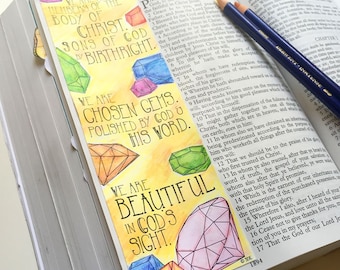 Bible Journaling Bible Verse Art Bible Verse Print great for faith journals Art Journal diamonds, gemstones, jewels, chosen gems