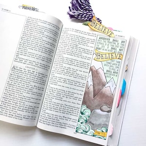Bible Journaling Bible Verse Art Bible Verse Print great for faith journals Art Journal Move Mountain Sea Mark 11:23