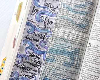 Bible Journaling Bible Verse Art Bible Verse Print great for faith journals Art Journal wind, waves, dark, moody Ephesians 4:14