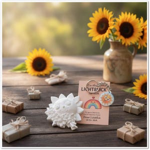 Encouragement Gift Set Sun with Organza Bag | Motivational Card "Ray of Hope" + Keychain + Raysin Sun Figurine | Upliftment | Comfort