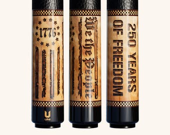 250 Anniversary Usa Flag Pool Cue, We The People Billiard Cue, 4th of July Pool Cue, Patriotic Gift, American Flag, Carbon Fiber Pool Cue