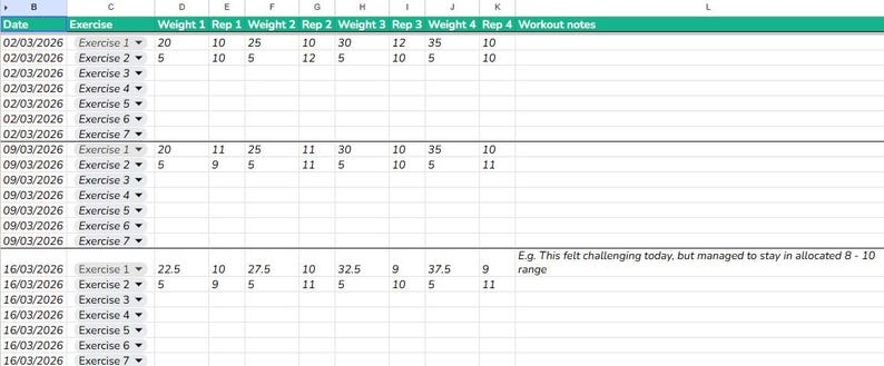 Strength training performance progress tracker - template image 4