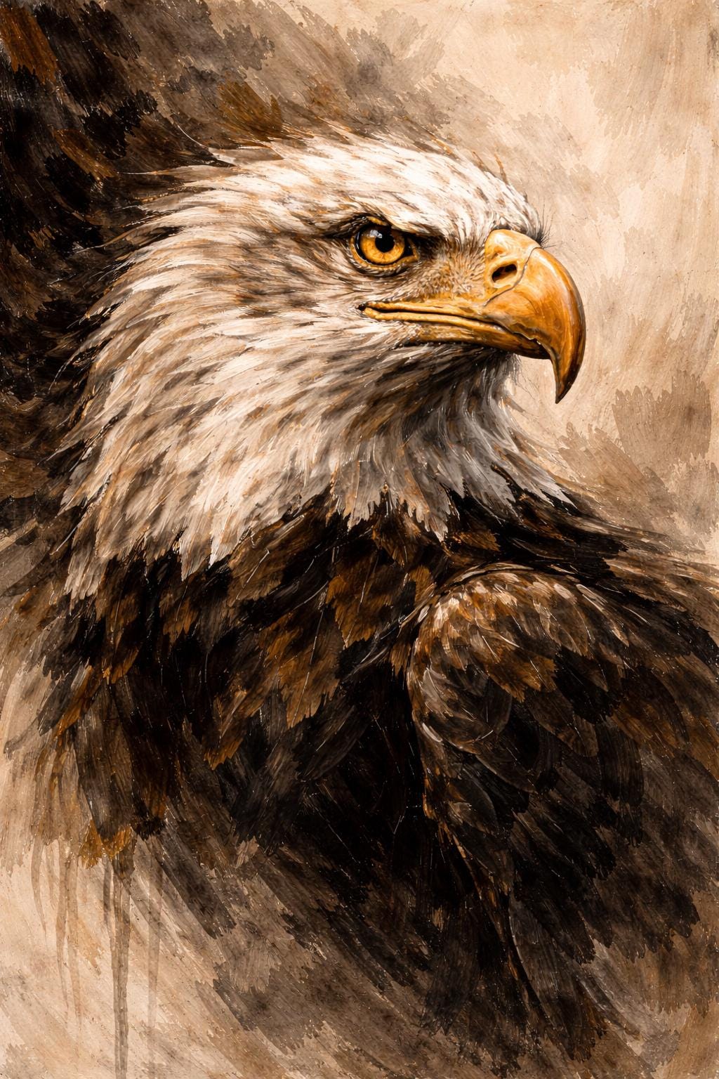 Bald Eagle Oil Painting Printable Wall Art | Expressive Wildlife Cabin ...