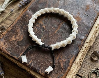 Real Snake Bone Bracelet | Single & Double Wrap Vertebrae Jewelry | Gothic Witchy Oddities | Vulture Culture Accessory | Dark Coquette