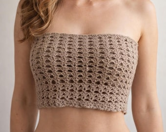 Lace Häkeln Trägerloses Top, Sommer Tube Top, Schnürung hinten (PDF)