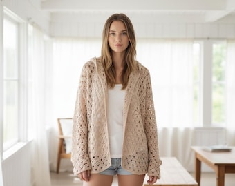 Crochet Beach Cover Up Pattern PDF Lace Cardigan Badeanzug-Overlay-Tutorial