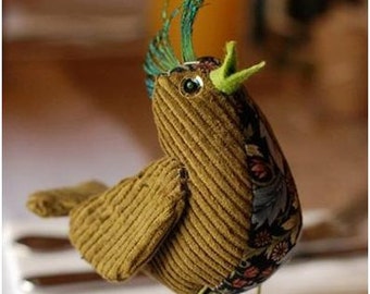 Bird sewing pattern, tutorial (PDF) How to make a bird (fabric) epattern, Soft sculpture. Instant Download