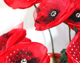 Fabric Poppy Tutorial, PDF. Learn to make your own fabric flowers