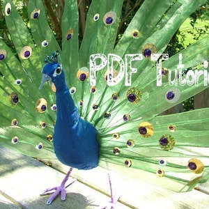 Fabric Peacock (Bird) , "How to make" tutorial. Unusual sewing PDF pattern. INSTANT DOWNLOAD