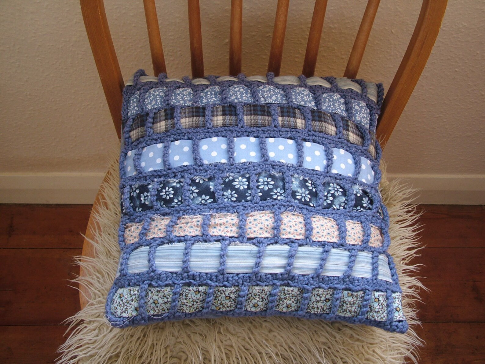 Crochet Cushion Cover Pdf Tutorial/ Pattern Using Fabric Scraps. Woven