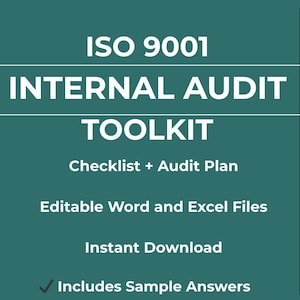 ISO 9001 Internal Audit Toolkit Checklist & Plan Editable Template QMS Word Files