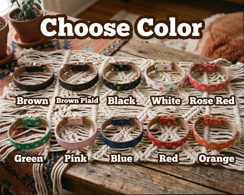 May include: A selection of leather bracelets in various colors, including brown, black, pink, and blue. Each bracelet features a buckle closure and decorative patterns. The text "Choose Color" is at the top.