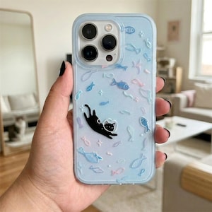 Gradient Blue Fish iPhone Case and Dreamy Ocean Marine Life Phone Cover