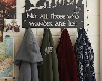 Fantasy Movie Coat Rack,Wanderlust Wall Coat Rack,Metal Wall Art Hooks,Book Quote Coat Rack,Fantasy Home Coat Hook,Adventure Quote Coat Hook